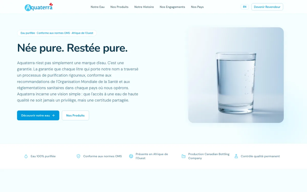 Page d'accueil de buvezaquaterra.com