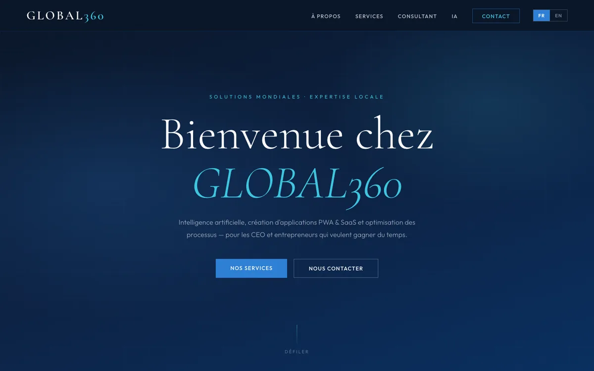 Page d'accueil de global360.world