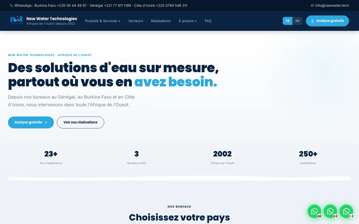 Page d'accueil de newwater.tech